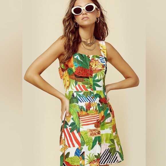 FARM Rio Dresses & Skirts - FARM Rio tropical fair linen mini dress XS NWT
